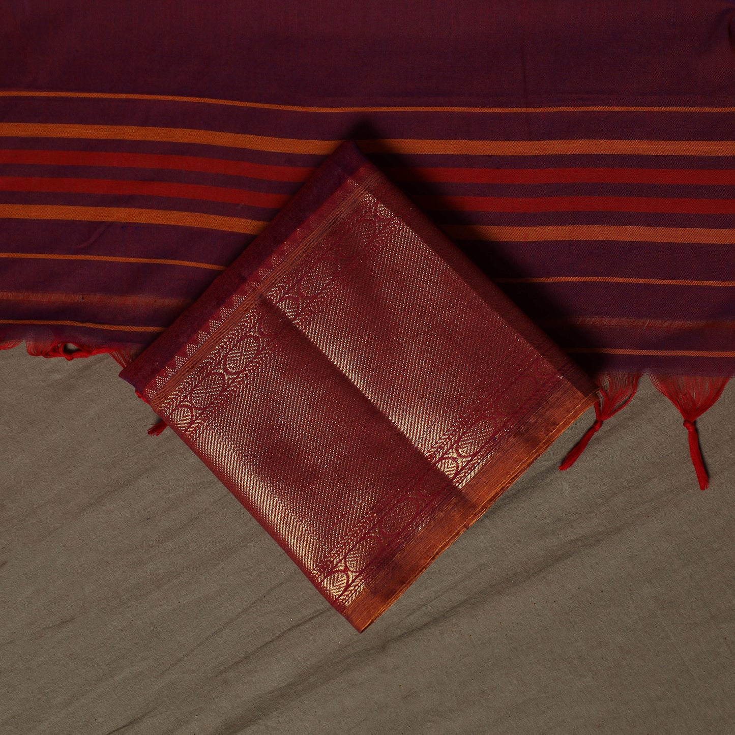 Dharwad Cotton 3pc Unstitched Dress Material Suit Set with Woven Border 26