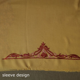 Yellow - Aari Hand Embroidery Cotton 2pc Unstitched Dress Material Kurta Set 13