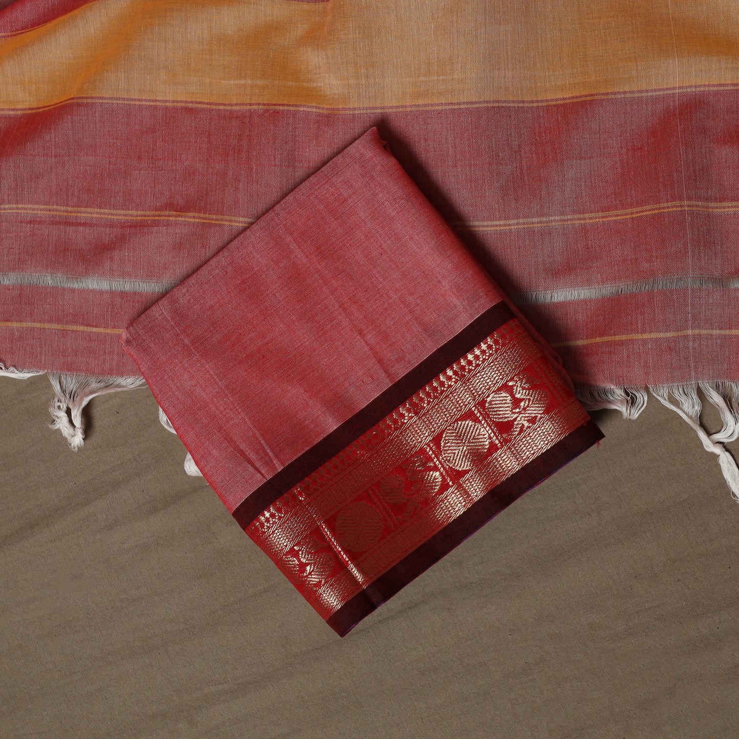 Dharwad Cotton 3pc Unstitched Dress Material Suit Set with Woven Border 24