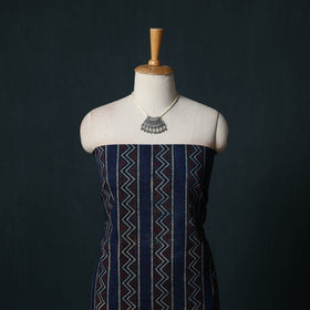 Ajrakh Hand Block Print Natural Dyed Cotton 2pc Unstitched Dress Material Kurta Set with Jewellery 14