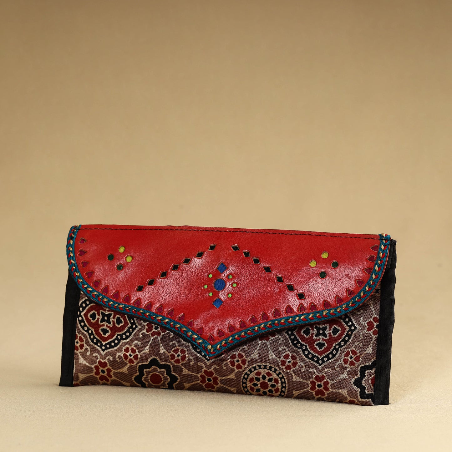 Kutch Embroidery Mashru Silk Handmade Leather Wallet 12