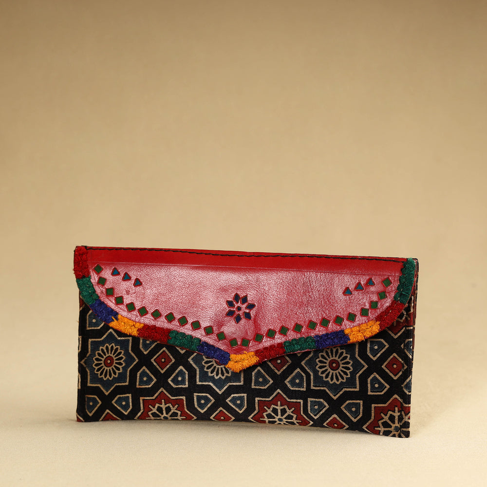 Multicolor - Kutch Embroidery Mashru Silk Handmade Leather Wallet 13