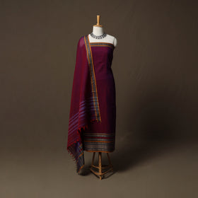Dharwad Cotton 3pc Unstitched Dress Material Suit Set with Woven Border 22