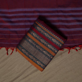 Dharwad Cotton 3pc Unstitched Dress Material Suit Set with Woven Border 22