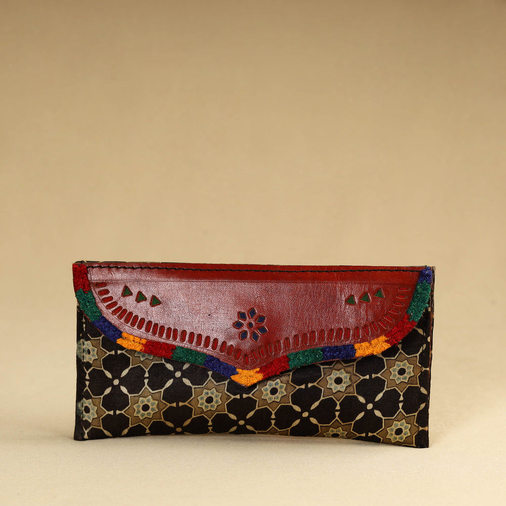 Multicolor - Kutch Embroidery Mashru Silk Handmade Leather Wallet 16