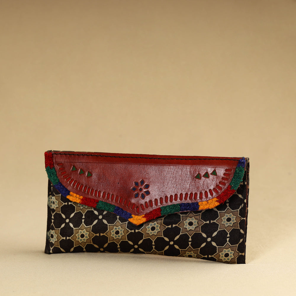 Multicolor - Kutch Embroidery Mashru Silk Handmade Leather Wallet 16