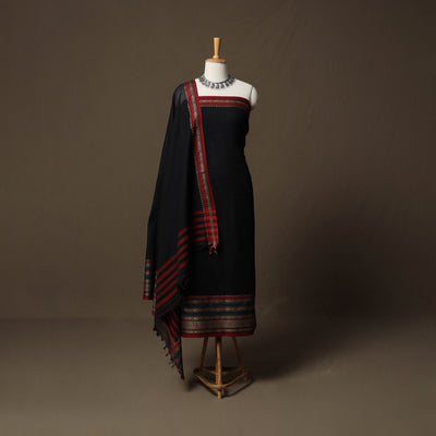Dharwad Cotton 3pc Unstitched Dress Material Suit Set with Woven Border 21