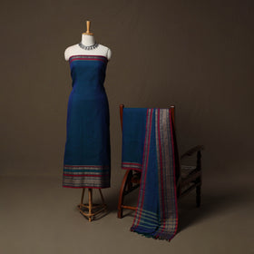 Dharwad Cotton 3pc Unstitched Dress Material Suit Set with Woven Border 20