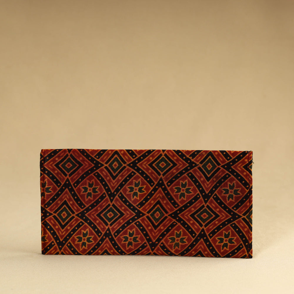 Red - Kutch Embroidery Mashru Silk Handmade Leather Wallet 19