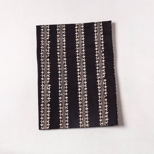 Black - Ajrakh Block Printed Cotton Precut Fabric (1 meter) 04