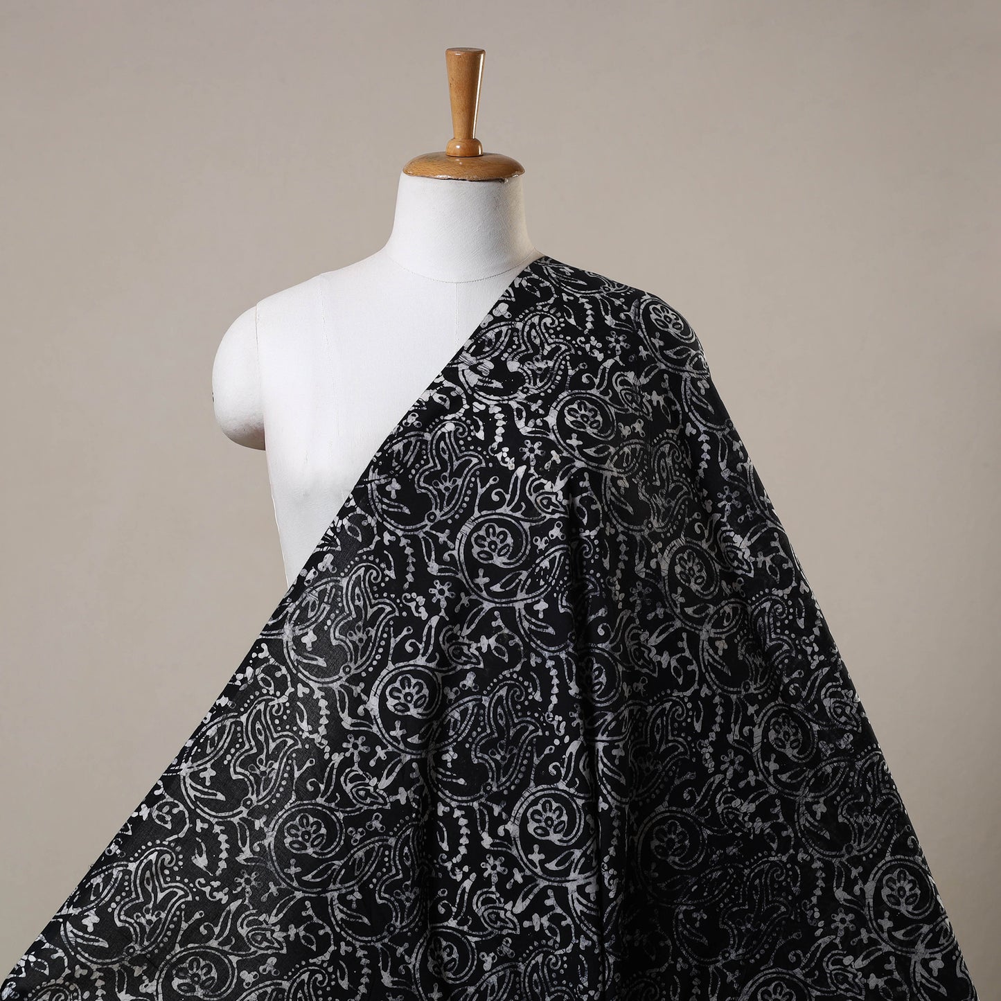 Black Hand Batik Print Cotton Fabric