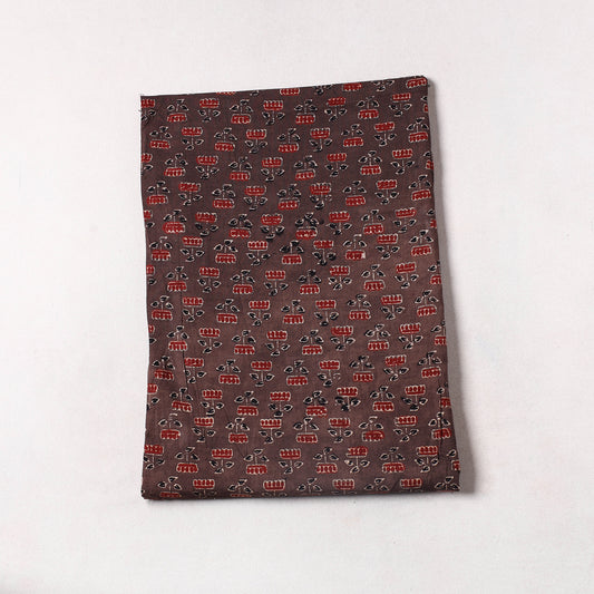 Brown - Ajrakh Block Printed Cotton Precut Fabric (0.7 meter) 08