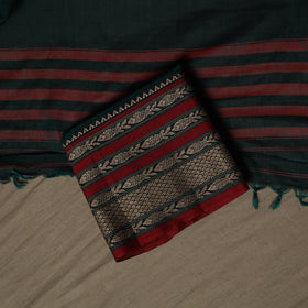 Dharwad Cotton 3pc Unstitched Dress Material Suit Set with Woven Border 18