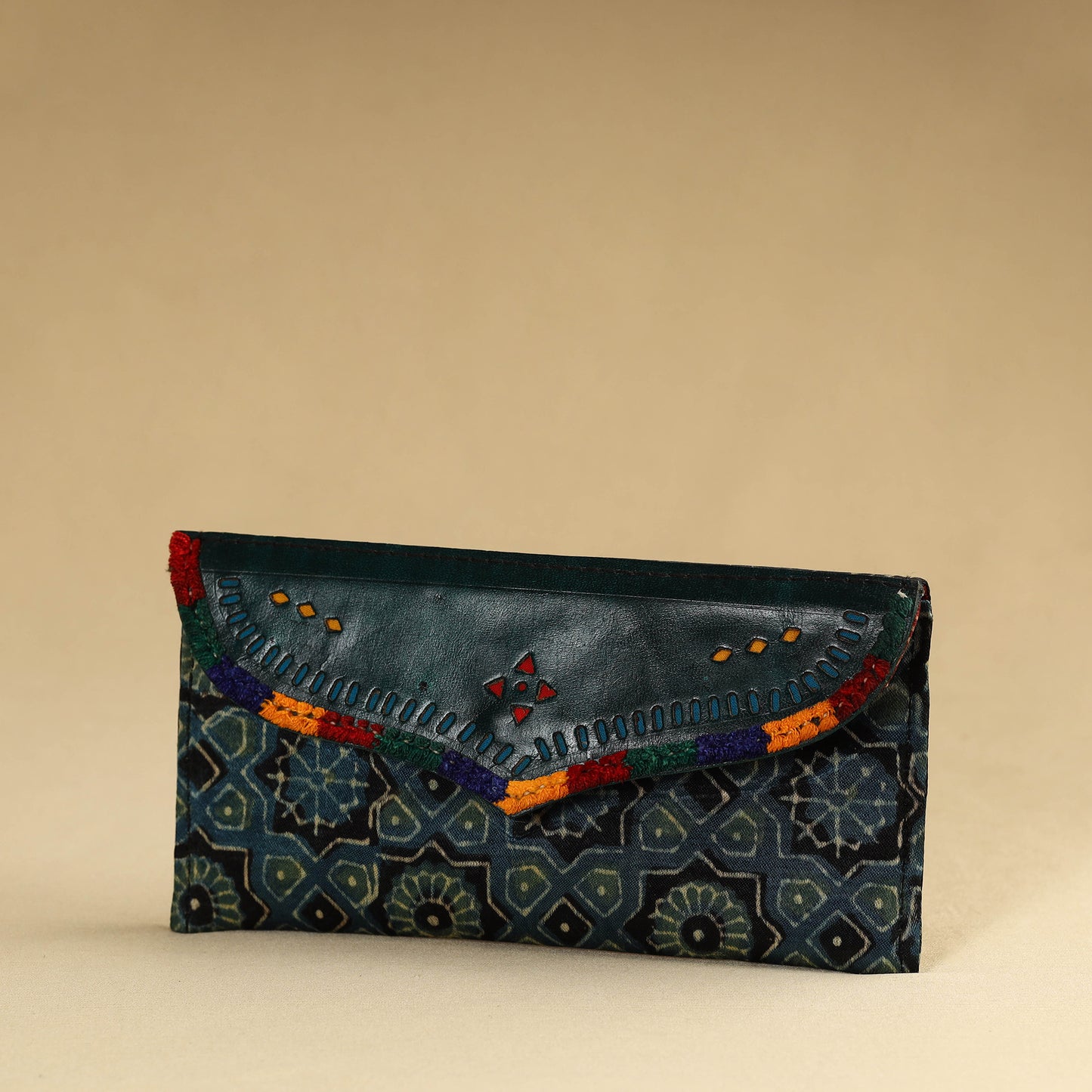 Kutch Embroidery Mashru Silk Handmade Leather Wallet 20