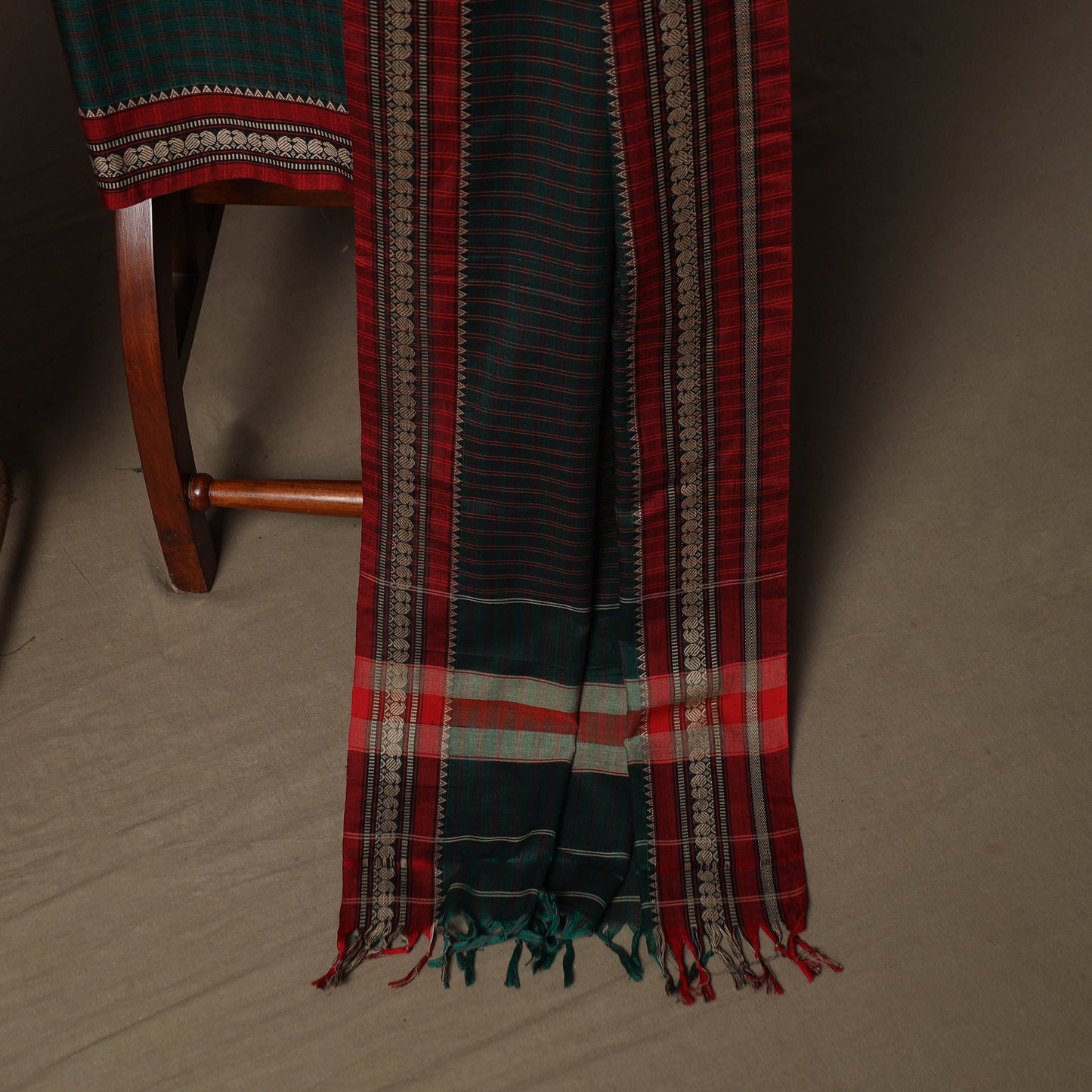 Dharwad Cotton 3pc Unstitched Dress Material Suit Set with Woven Border 17