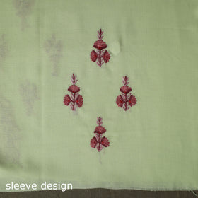 Green - Aari Hand Embroidery Cotton 2pc Unstitched Dress Material Kurta Set 20