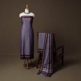 Dharwad Cotton 3pc Unstitched Dress Material Suit Set with Woven Border 16