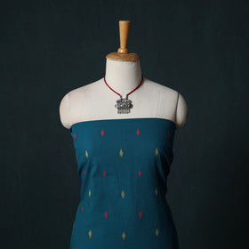 Jacquard Woven Cotton 2pc Unstitched Dress Material Kurta Set with Jewellery 21
