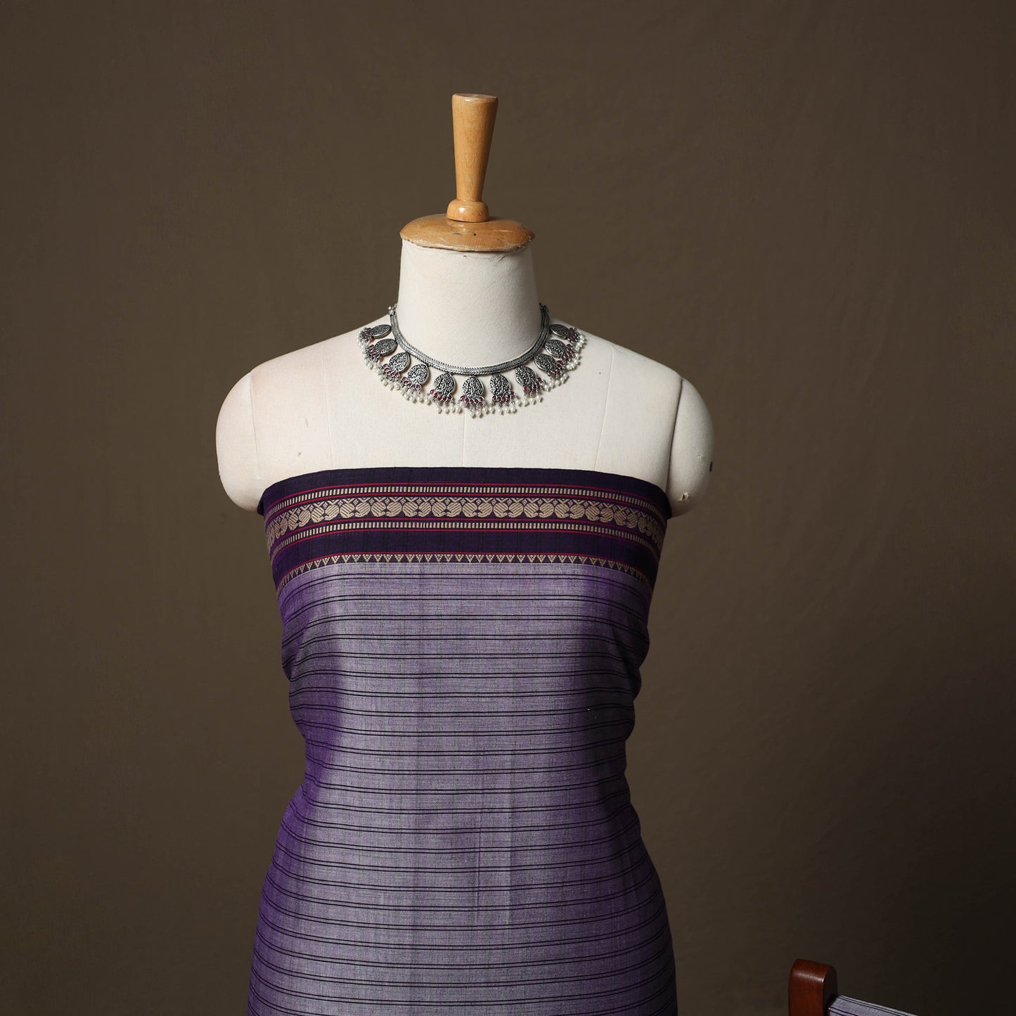 Dharwad Cotton 3pc Unstitched Dress Material Suit Set with Woven Border 16