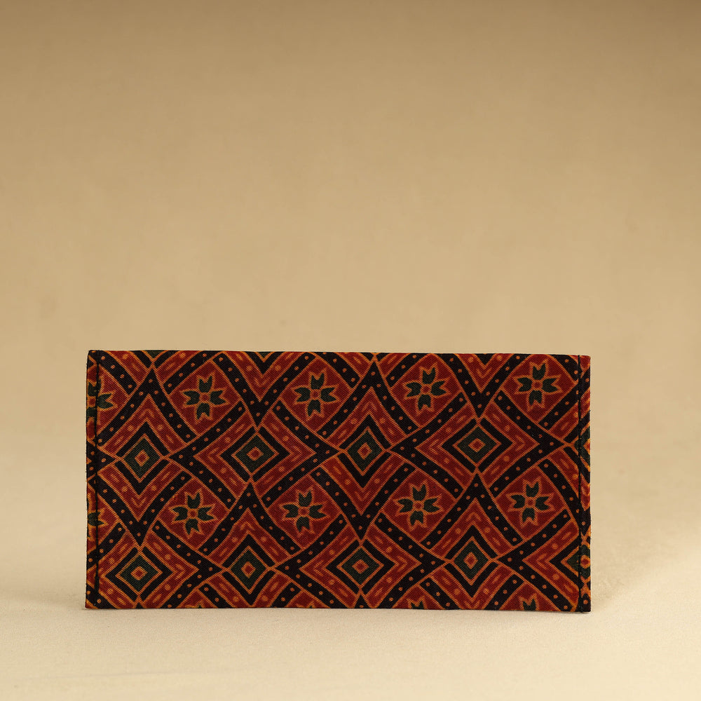 Red - Kutch Embroidery Mashru Silk Handmade Leather Wallet 23