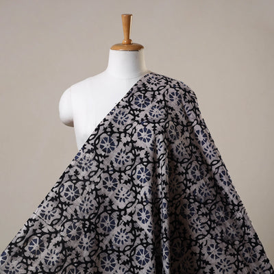 Black Cotton Kutch Hand Batik Print Fabric