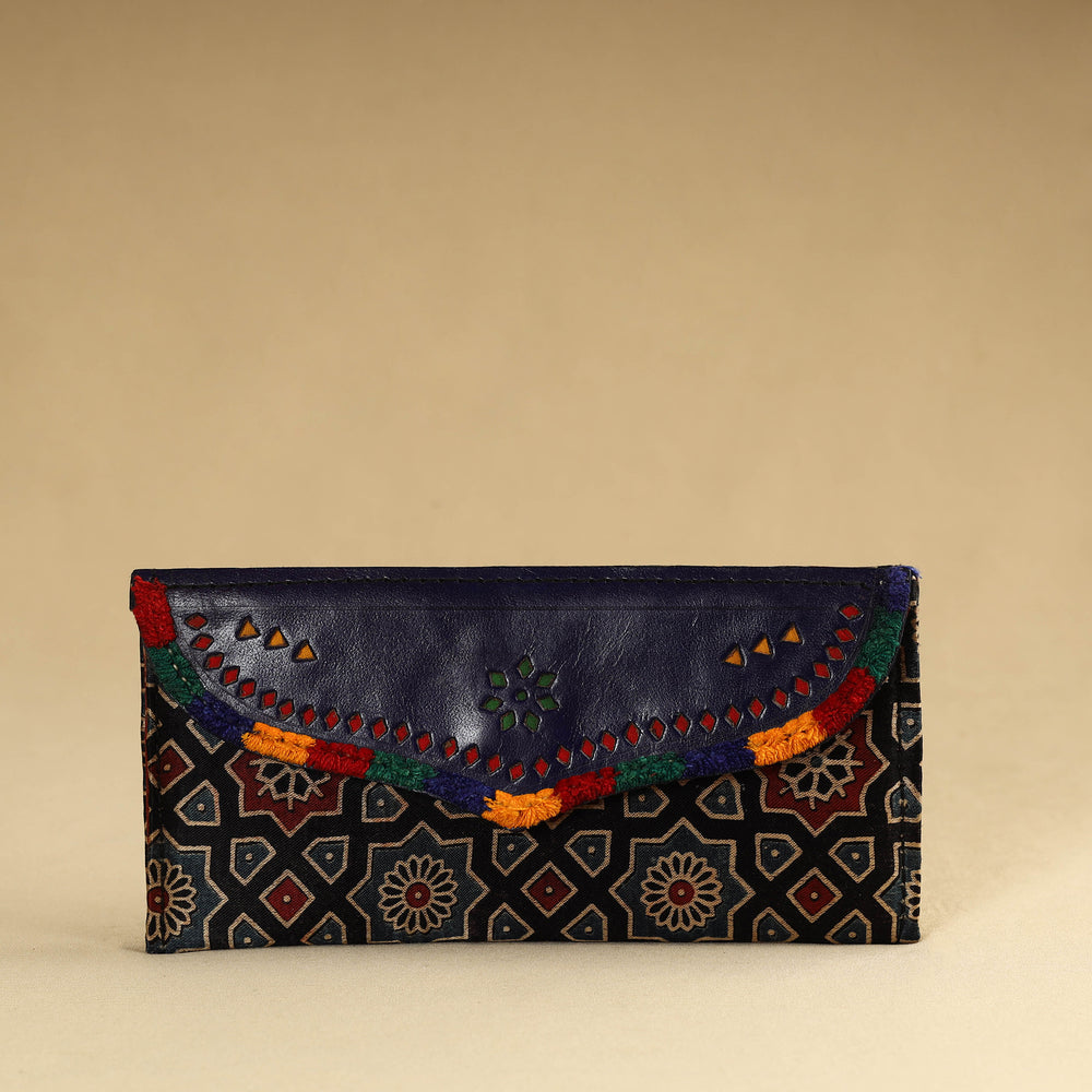 Multicolor - Kutch Embroidery Mashru Silk Handmade Leather Wallet 24