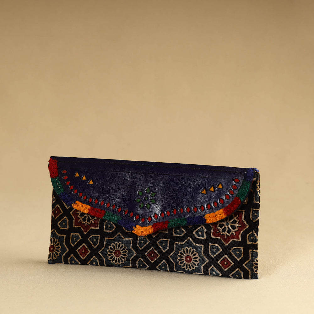 Multicolor - Kutch Embroidery Mashru Silk Handmade Leather Wallet 24