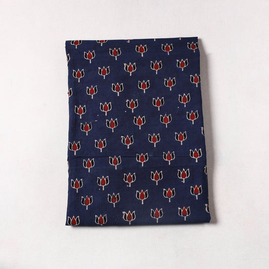 Blue - Ajrakh Block Printed Cotton Precut Fabric (1.7 meter) 17