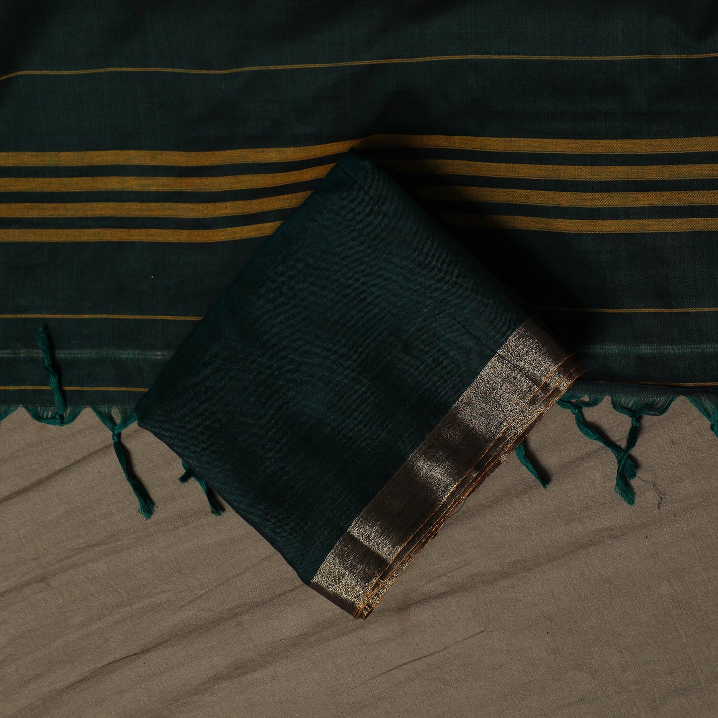 Dharwad Cotton 3pc Unstitched Dress Material Suit Set with Woven Border 15
