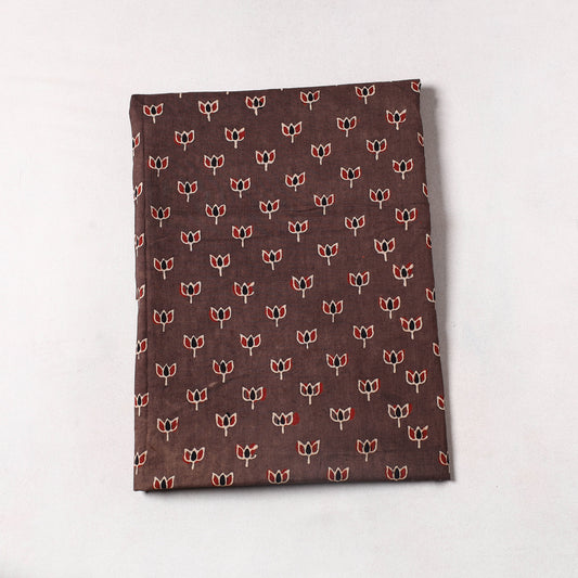 Brown - Ajrakh Block Printed Cotton Precut Fabric (2.1 meter) 20