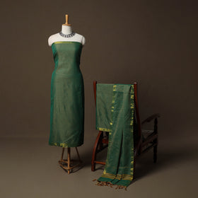 Dharwad Cotton 3pc Unstitched Dress Material Suit Set with Woven Border 13