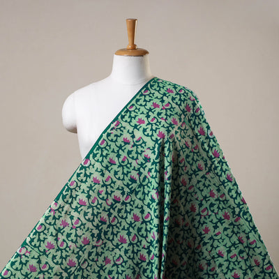 Green Cotton Kutch Hand Batik Print Fabric