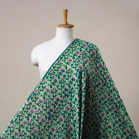 Green Cotton Kutch Hand Batik Print Fabric