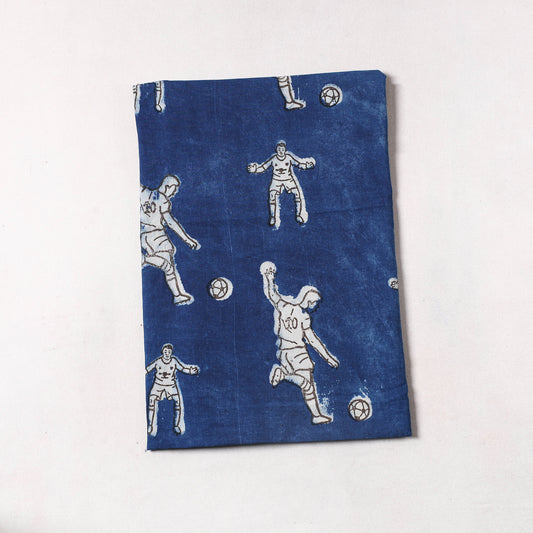 Blue - Bindaas Block Printed Cotton Precut Fabric (0.9 meter) 22