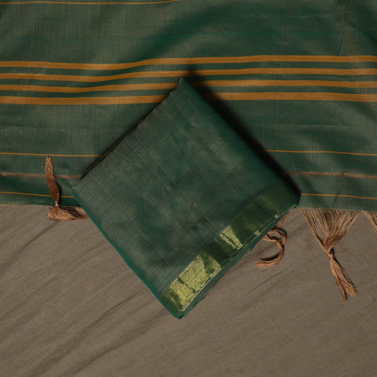 Dharwad Cotton 3pc Unstitched Dress Material Suit Set with Woven Border 13