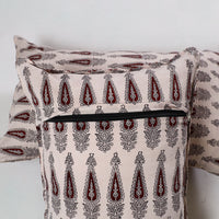 Beige - Bagh Block Printed Cotton Pillow Cover (Set of 2) 05