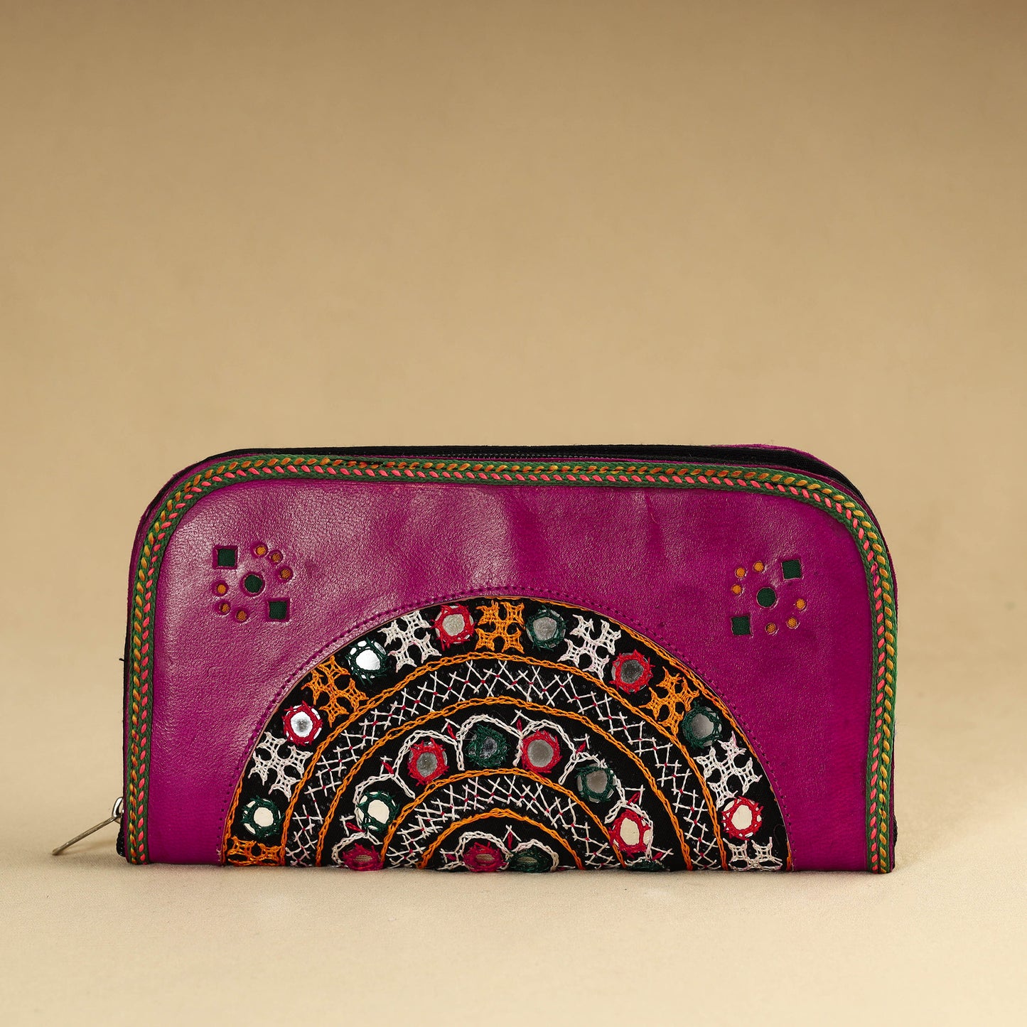 Kutch Embroidery Cotton Handmade Leather Wallet 34