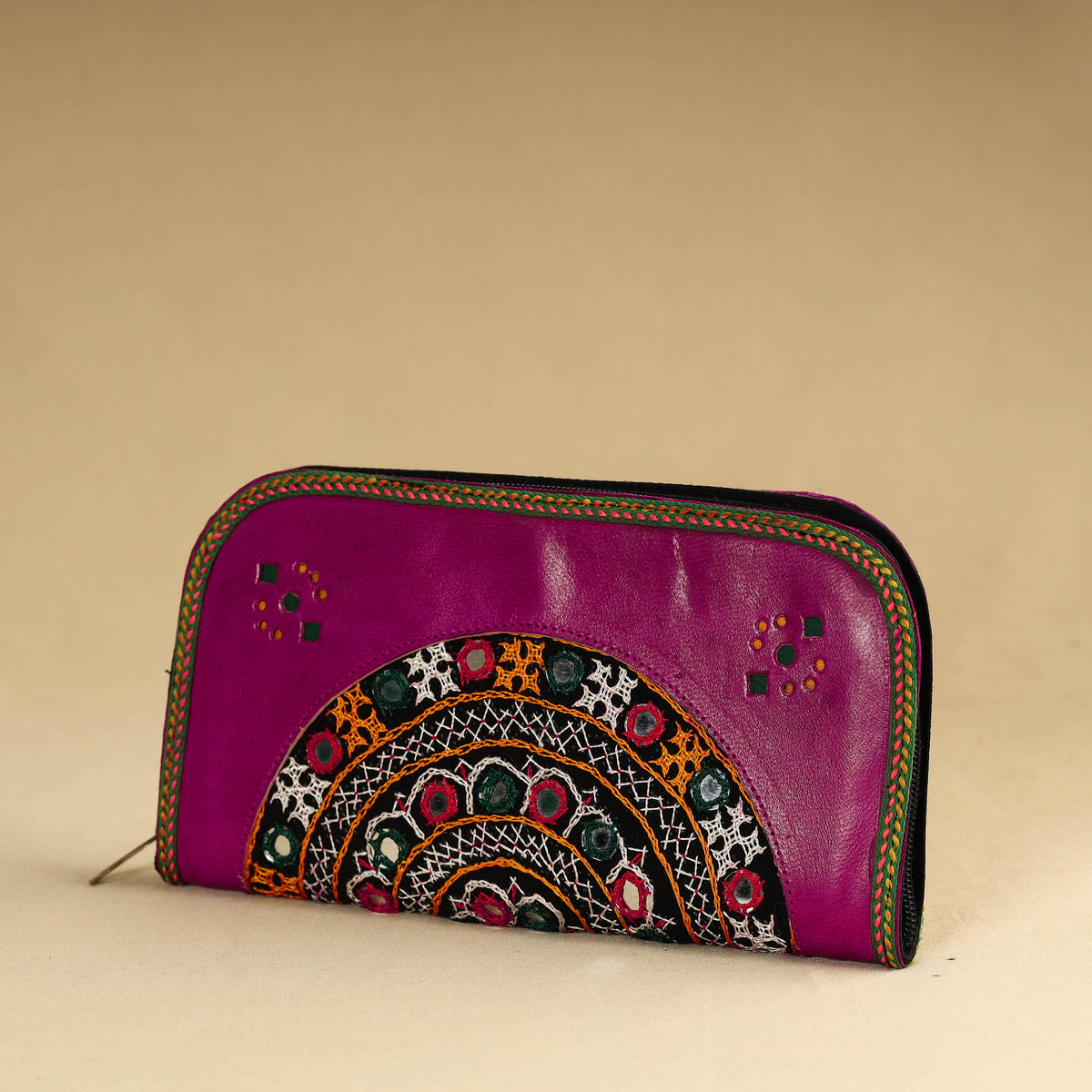 Kutch Embroidery Cotton Handmade Leather Wallet 34