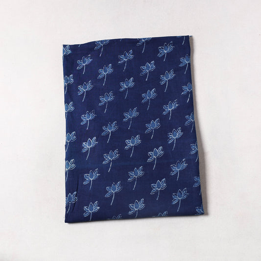 Blue - Indigo Bagru Block Printed Cotton Precut Fabric (2.15 meter) 26