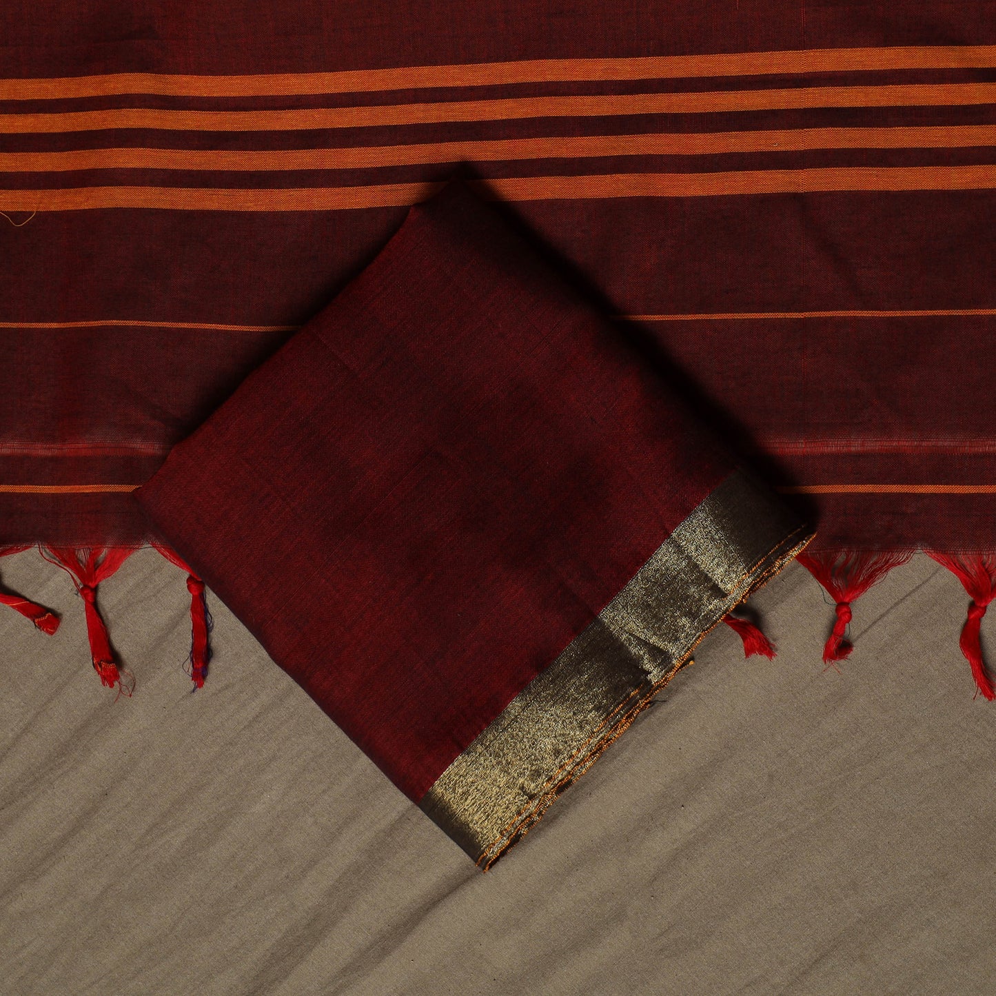 Dharwad Cotton 3pc Unstitched Dress Material Suit Set with Woven Border 11