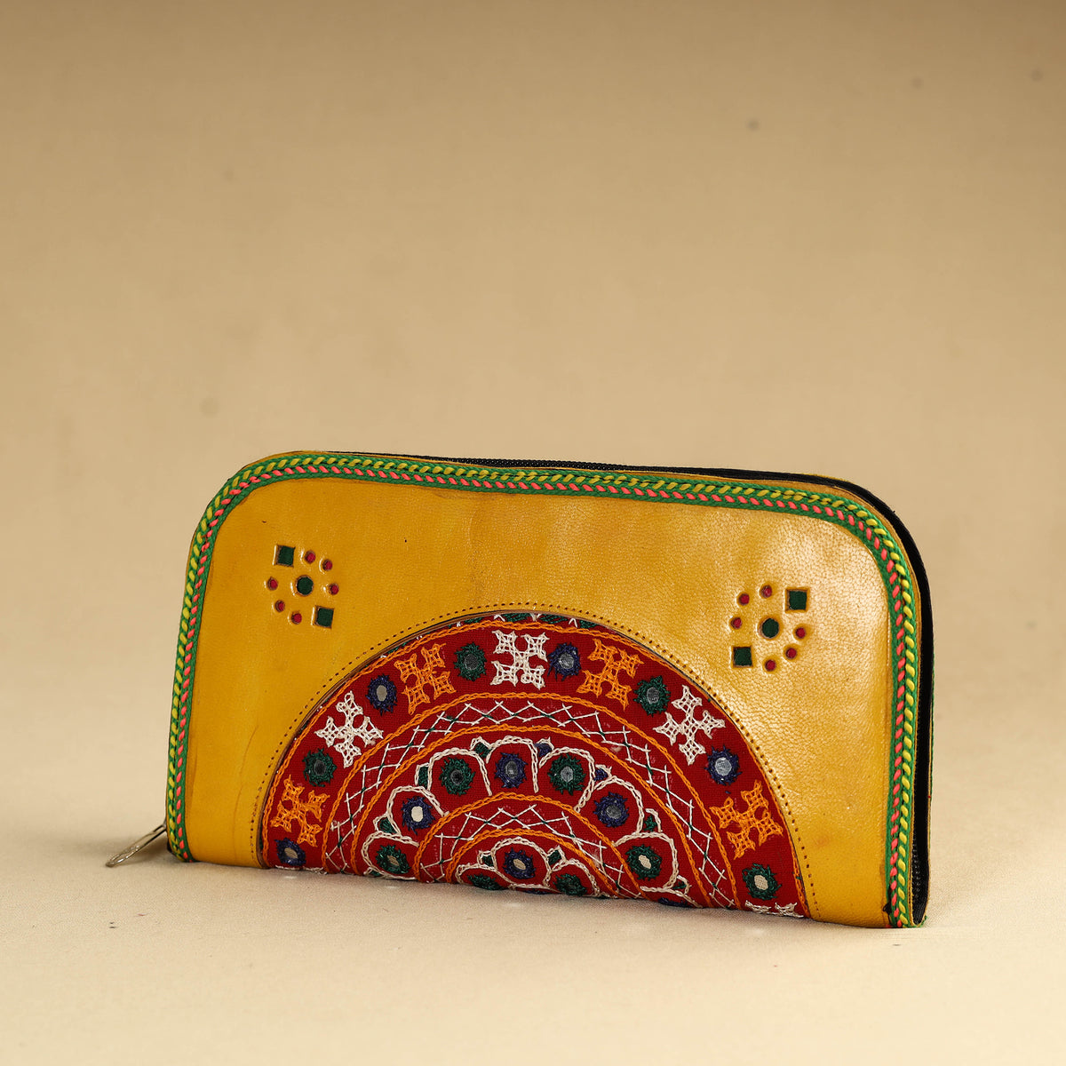 Kutch Embroidery Cotton Handmade Leather Wallet 37