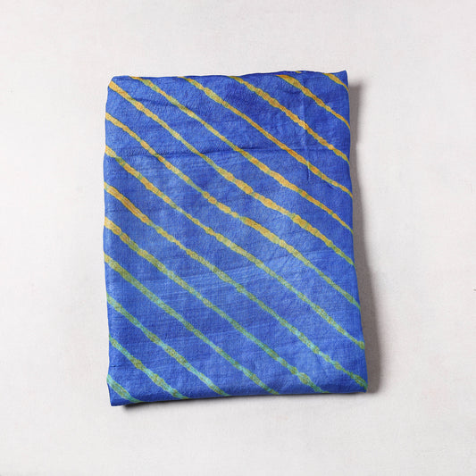 Blue - Leheriya Tie-Dye Tussar Silk Precut Fabric (2.3 meter) 29