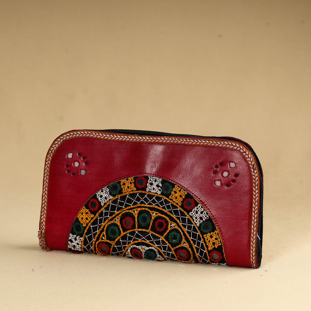 Kutch Embroidery Cotton Handmade Leather Wallet 38