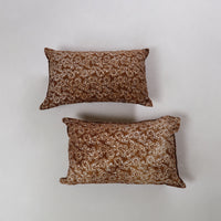 Brown - Hand Batik Printed Cotton Pillow Cover (Set of 2) 09