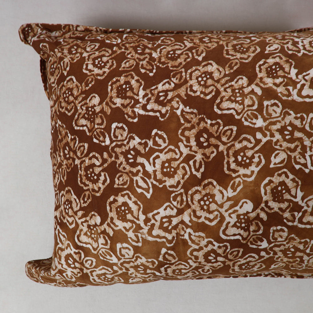 Brown - Hand Batik Printed Cotton Pillow Cover (Set of 2) 09