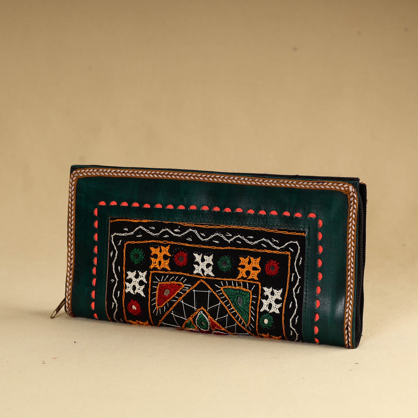 Kutch Embroidery Cotton Handmade Leather Wallet 42