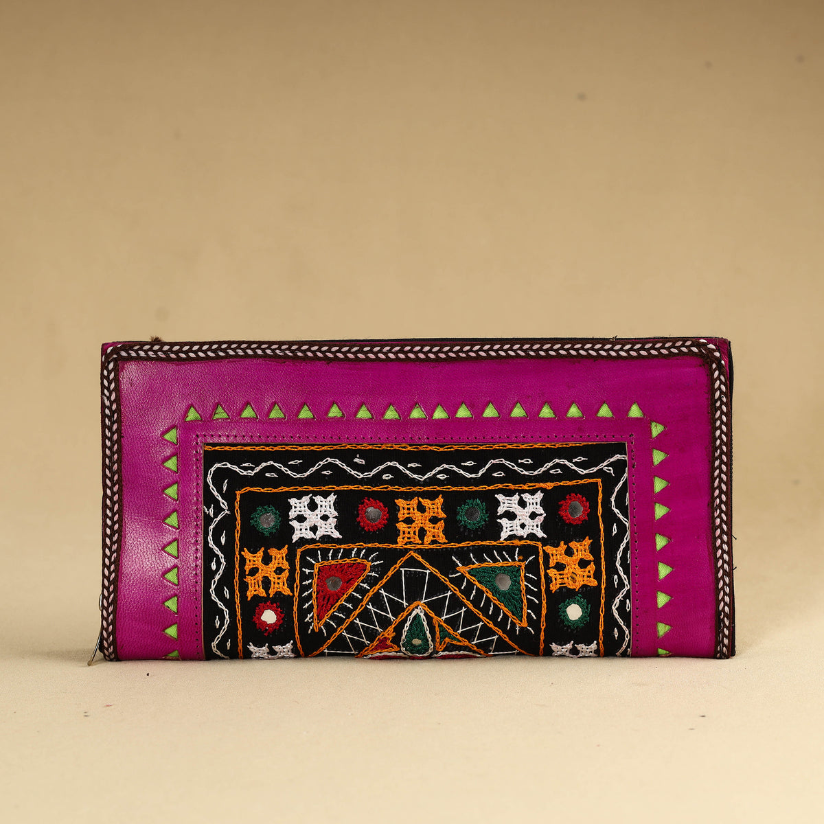 Kutch Embroidery Cotton Handmade Leather Wallet 43