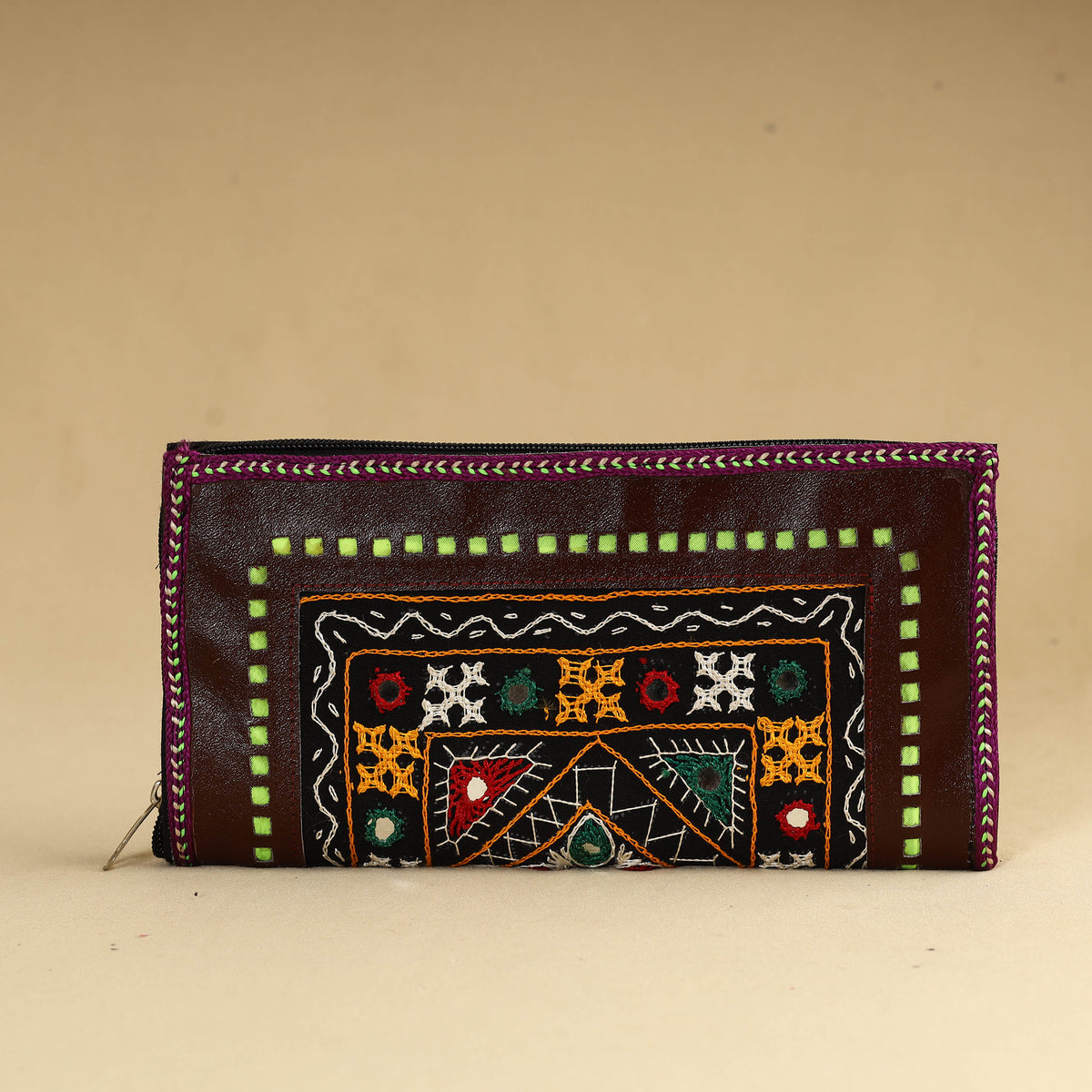 Kutch Embroidery Cotton Handmade Leather Wallet 44