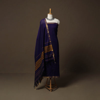 Dharwad Cotton 3pc Unstitched Dress Material Suit Set with Woven Border 09