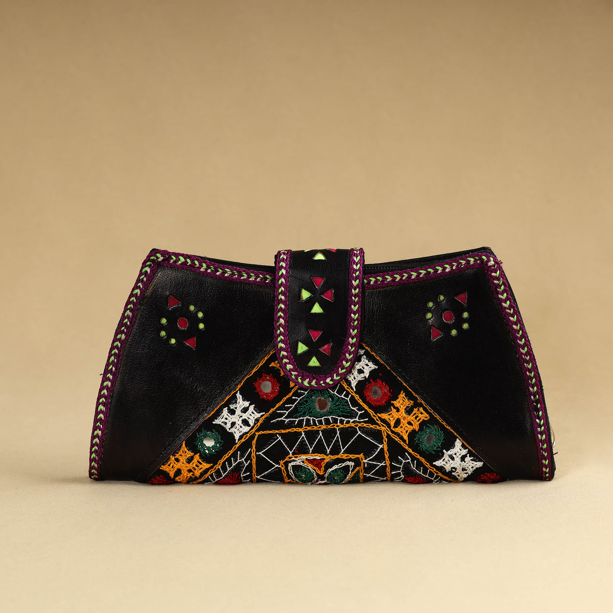 Kutch Embroidery Cotton Handmade Leather Wallet 46